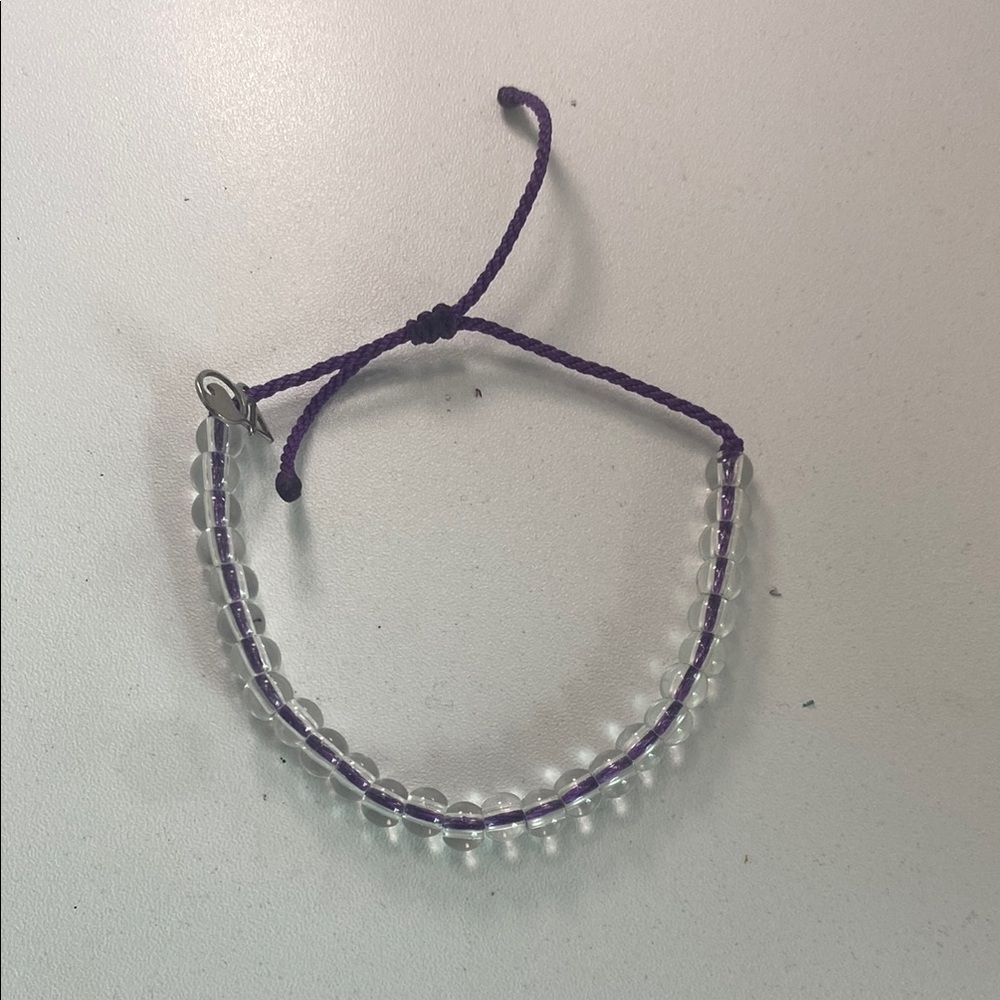 Purple Cord Clear Bead Bracelet